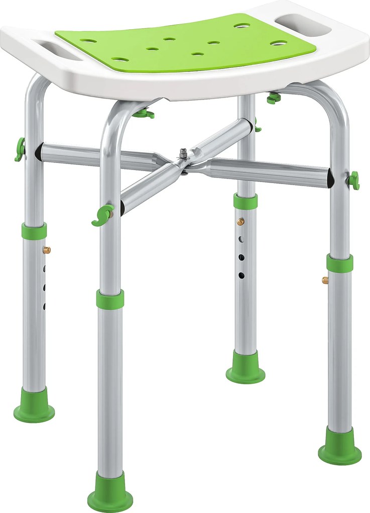HOMCOM Taburet de duș scaun de duș - șezut căptușit și reglabil, tălpi cu ventuze antiderapante, din aluminiu verde | Aosom Romania