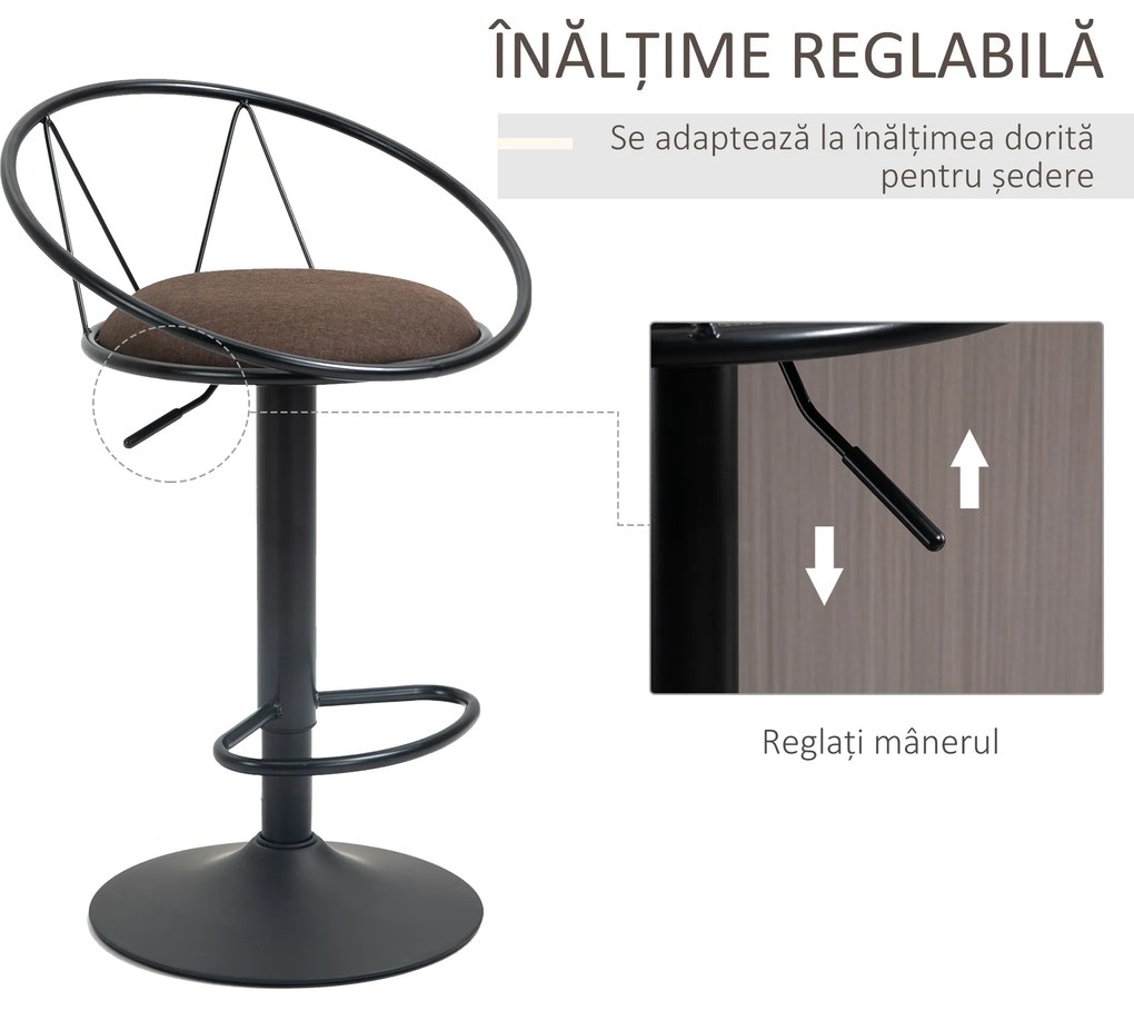 Set 2 scaune bar cu rotire de 360 de grade si suport pentru picioare 51x46x78-100cm HOMCOM | Aosom Romania