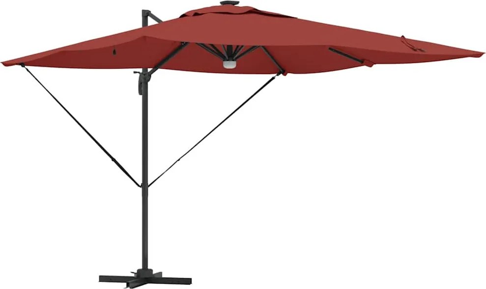 vidaXL Parasol Roma Roșu 286 x 284 x 270 cm Aluminiu și poliester