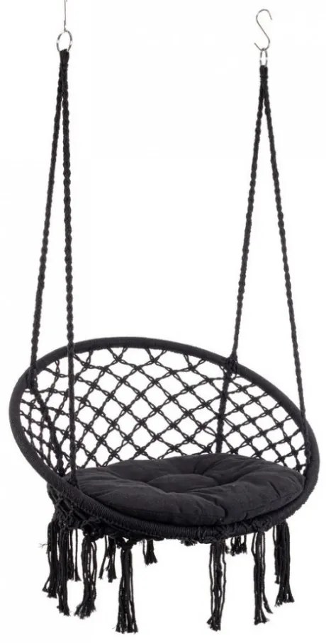 Hamac suspendat, rotund, negru, 80x130 cm,Javier, Yes