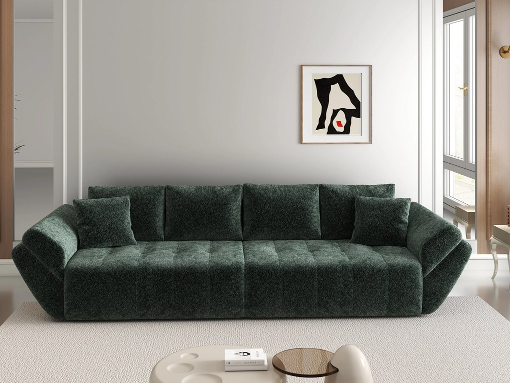 Canapea extensibilă dumonde cu ladă de depozitare si sezut confortabil din spuma high-density, Berlin Euphoria Green 300x100 cm