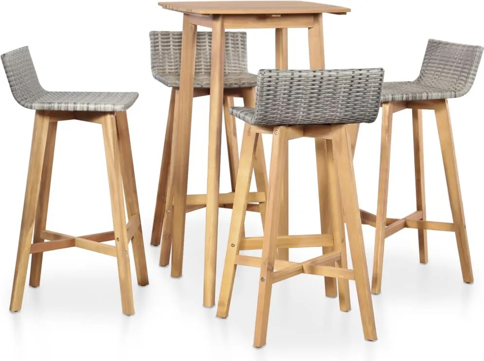 vidaXL Set mobilier de exterior, 5 piese, lemn masiv de acacia