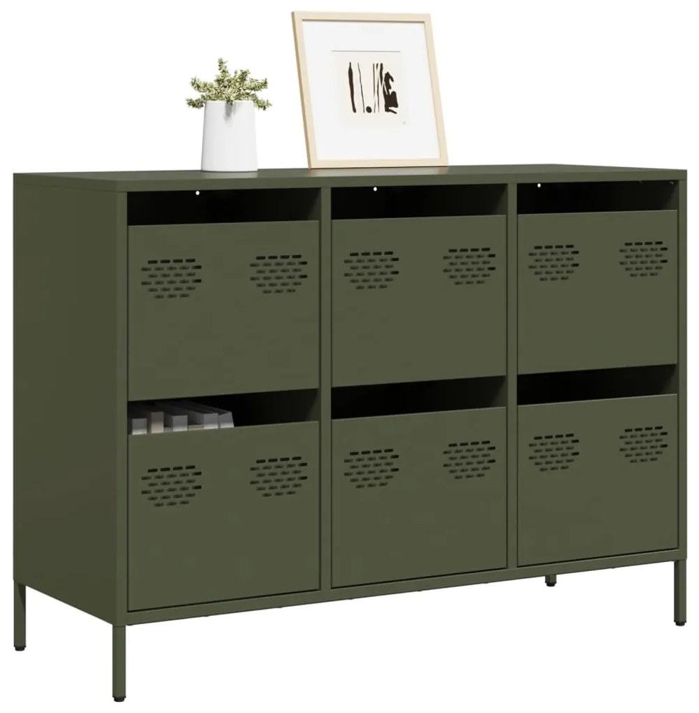 vidaXL Dulap, verde măsliniu, 101,5x39x73,5 cm, oțel laminat la rece