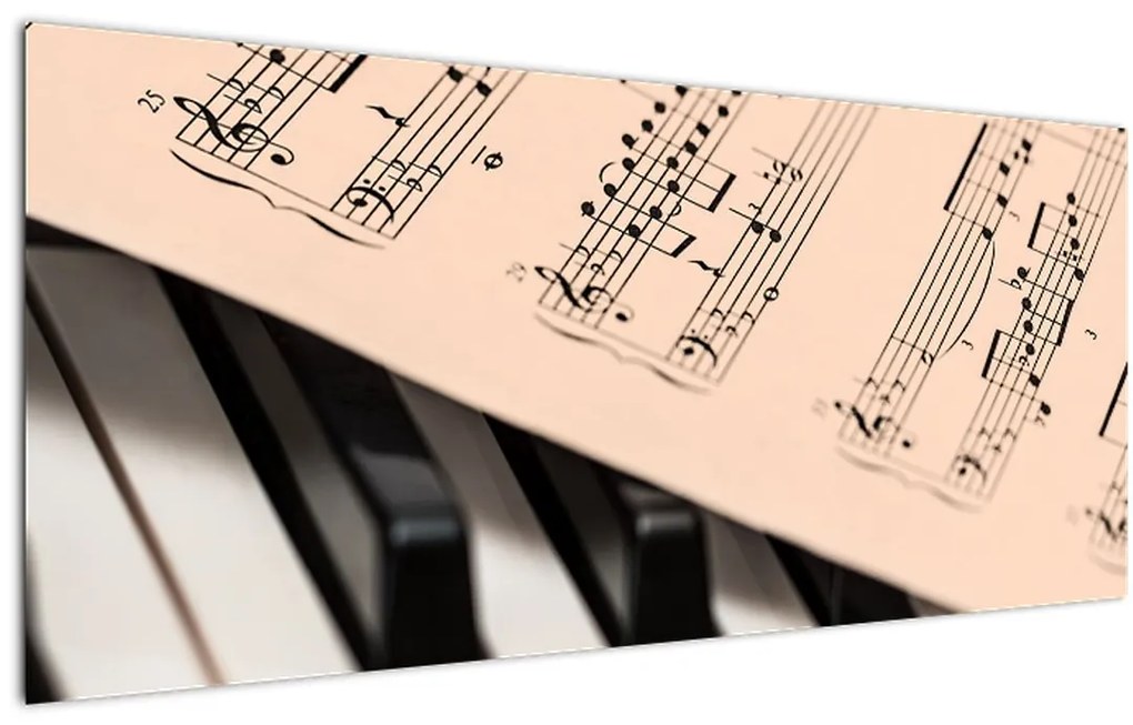 Tablou cu pian și notele muzicale (120x50 cm)