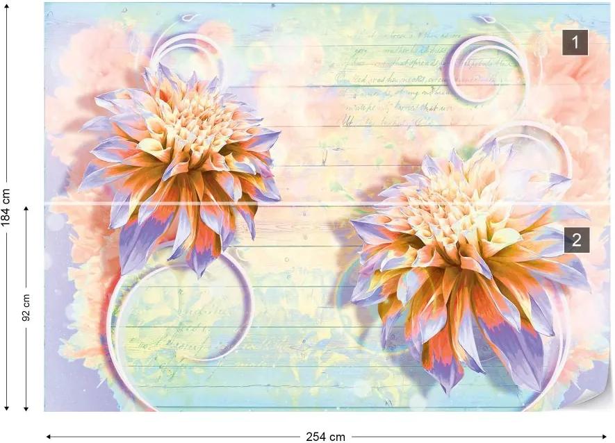 Fototapet GLIX - Vintage Flowers Pastel Colours  + adeziv GRATUIT Tapet nețesute - 254x184 cm