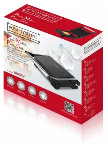 Sandwich maker Royalty Line RL-PM1000, Placi antiaderente, Rosu