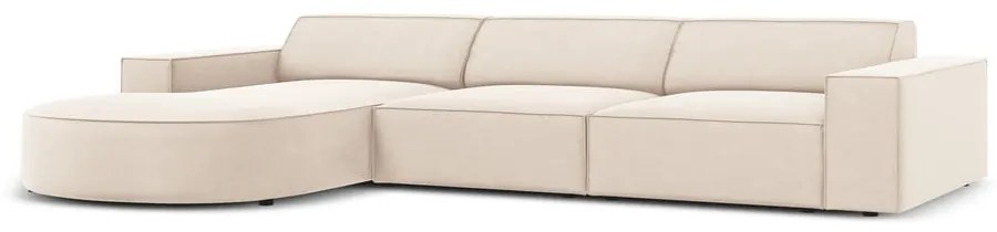 Colțar bej cu tapițerie din catifea (cu șezlong pe partea stângă ) Jodie - Micadoni Home