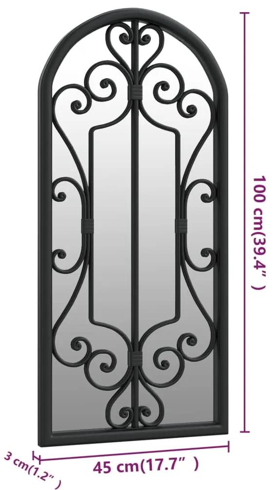 Oglinda de gradina, negru, 100x45 cm, fier, uz exterior 1, Negru, 100 x 45 cm