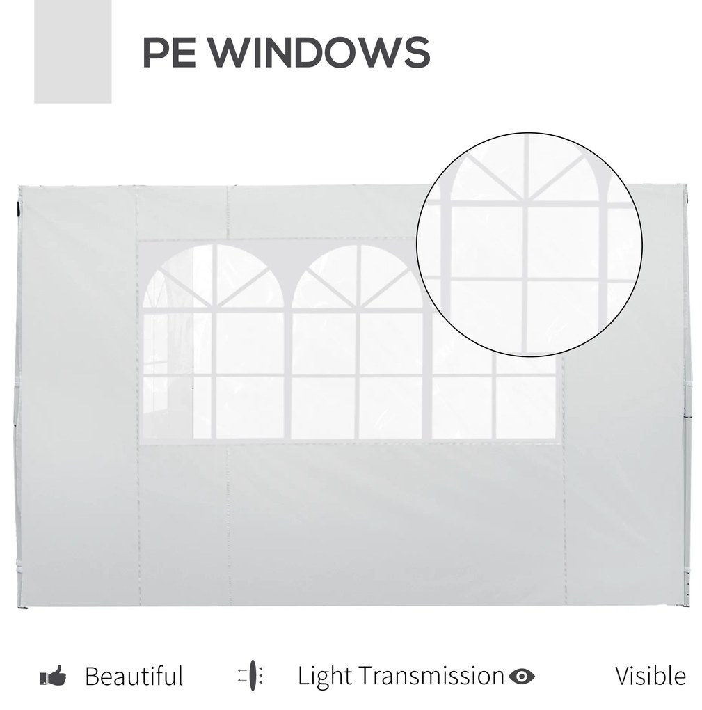 Outsunny Panouri Laterale pentru Corturi Pop-Up, Set de 2, 3x2m, Protecție UV, Rezistent la Apă, Alb | Aosom Romania
