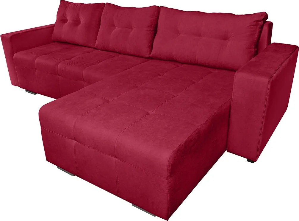 Coltar extensibil Venice, 287x169x96 cm, cu lada de depozitare, Rosu