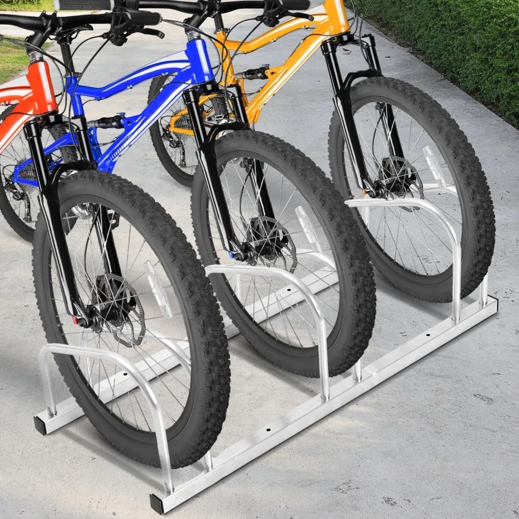 Suport pentru 3 biciclete BIKE, 84x32x27cm, argintiu Jurhan