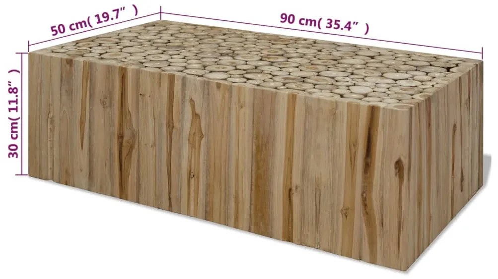 Masuta de cafea, 90x50x30 cm, tec natural 90 x 50 x 30 cm, 1