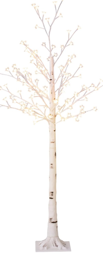 HOMCOM Copac artificial, copac artificial cu flori de cireș, cu 120 LED-uri, 3 trepte de luminozitate, alb-cald, scoarță realistă, 21 x 21 x 150 cm | Aosom Romania