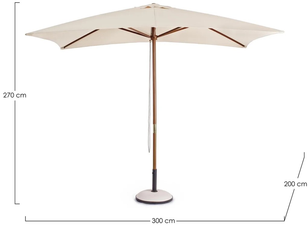Umbrela pentru gradina/terasa Syros, Bizzotto, 300 x 300 x 250 cm, stalp Ø48 mm, lemn/poliester, natural