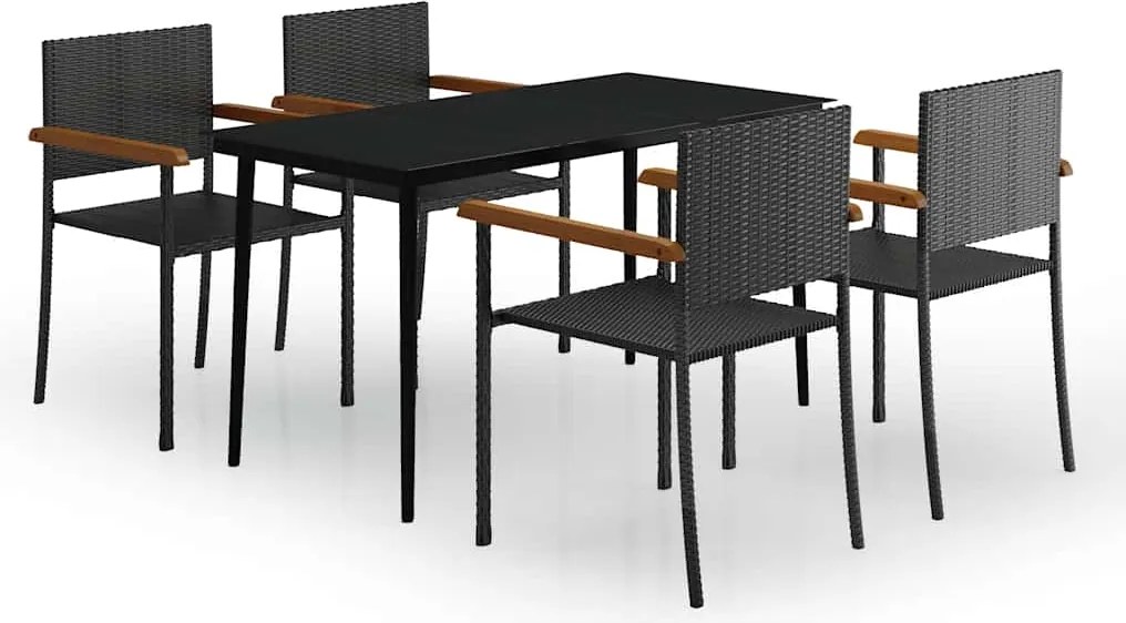 vidaXL Set de servit masa pentru grădină, 5 piese, negru