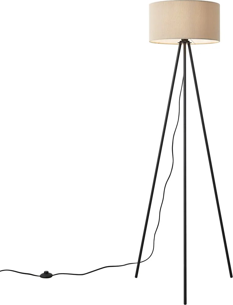 Lampă de podea trepied modernă taupe cu abajur de catifea - Luz