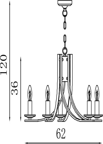 Searchlight 4165-5SB - Candelabru cu lanț ASCONA 5xE14/60W/230V