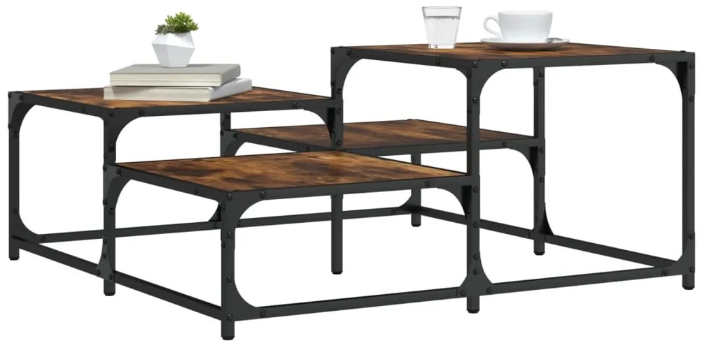 vidaXL Măsuță de cafea, stejar fumuriu, 87,5x87,5x40 cm lemn prelucrat