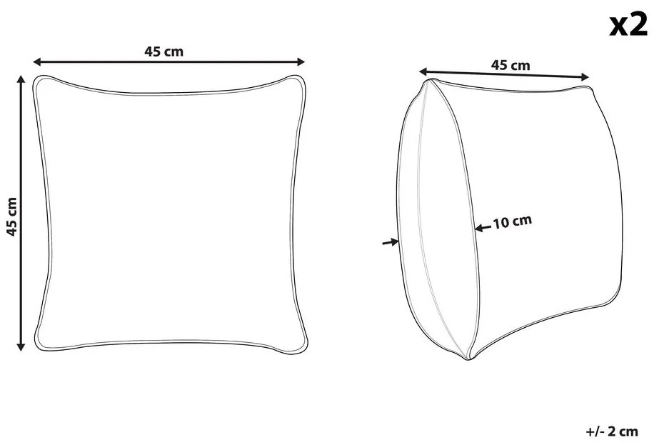 Set 2 buc. pernă 45x45 cm MIMES (colorat). 1022608