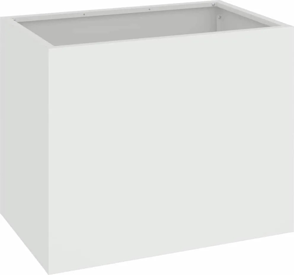 vidaXL Vază pentru Grădină Alb 50 x 32 x 40 cm Oțel laminat la rece