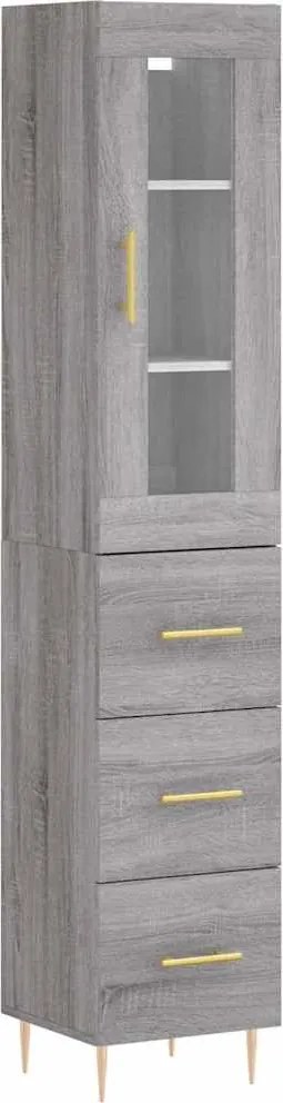 vidaXL Dulap înalt, gri sonoma, 34,5x34x180 cm, lemn prelucrat