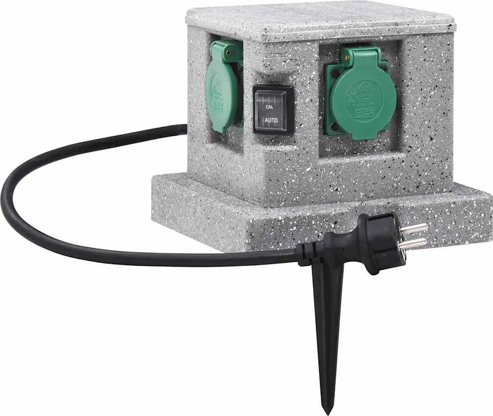 vidaXL Priză de grădină cu senzor crepuscular, plastic