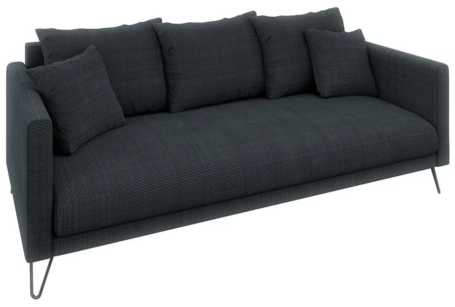 Canapea gri închis cu tapițerie din chenille 200 cm Freya – Ropez