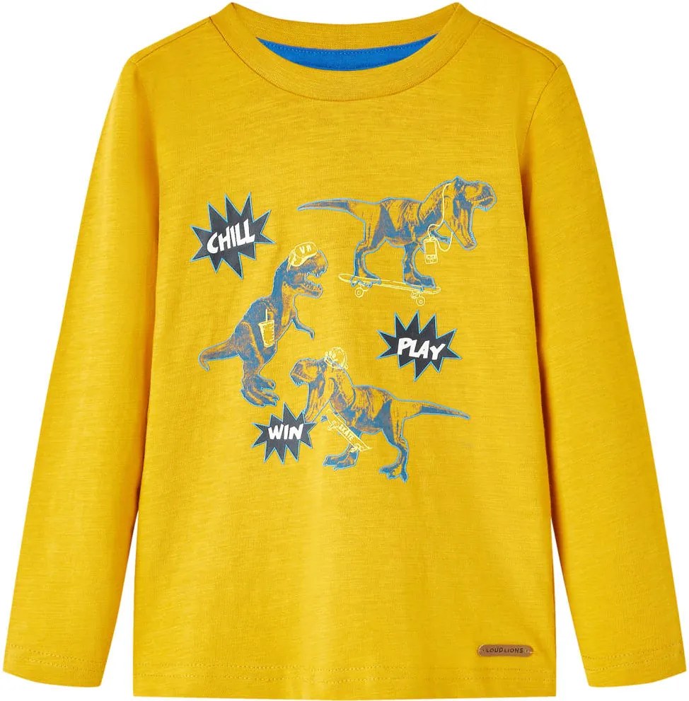 vidaXL Tricou pentru copii cu mâneci lungi, ocru, 104