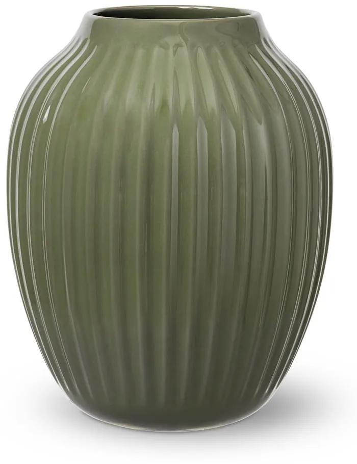 Vază din gresie Kähler Design, înălțime 25,5 cm, verde închis
