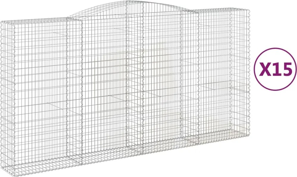 vidaXL Coșuri gabion arcuite, 15 buc 400x50x200/220cm, fier galvanizat