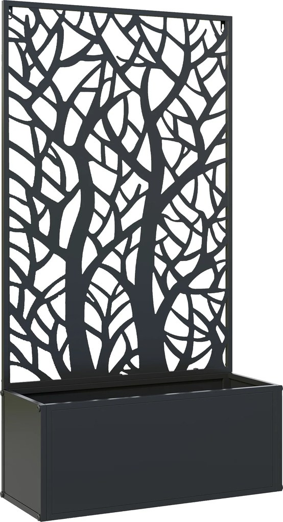 Outsunny Jardinieră cu spalier, ghiveci pentru plante cățărătoare, legume, flori din metal 61 x 23 x 113 cm negru | Aosom Romania