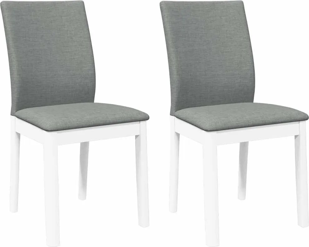 vidaXL Scaune de sufragerie cu perne 2 buc cauciuc din lemn masiv alb