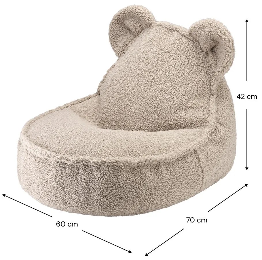 Fotoliu puf pentru copii maro deschis cu tapițerie din țesătură bouclé Bear – Wigiwama