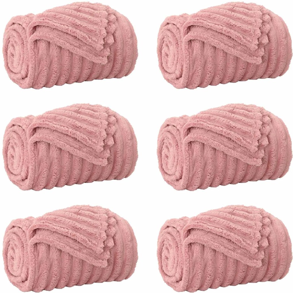 vidaXL Pături de aruncat 6 pcs Roz 150 x 130 cm Molton