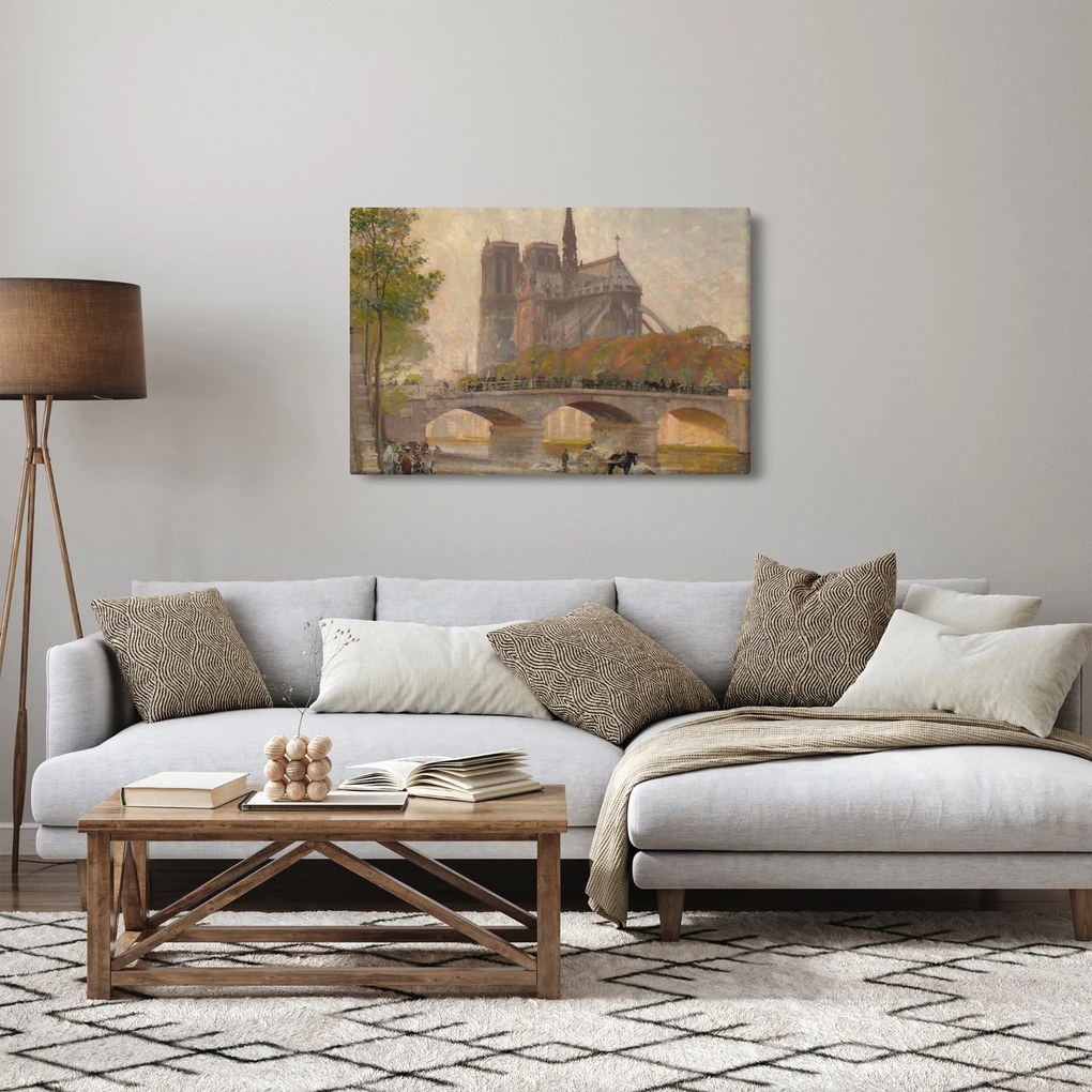 Tablou - Robert William Vonnoh, Notre Dame de Paris, reproducere (90x60 cm)