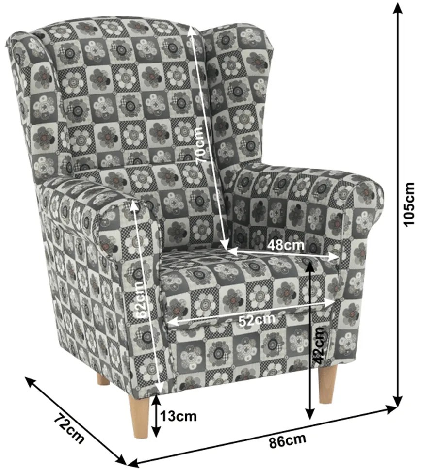Fotoliu cu urechi Charlie patchwork N1. 788986