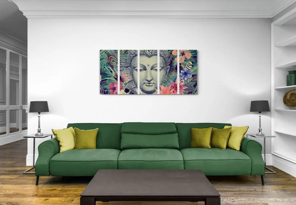 Tablou 5-piese Buddha pe fundalul exotic