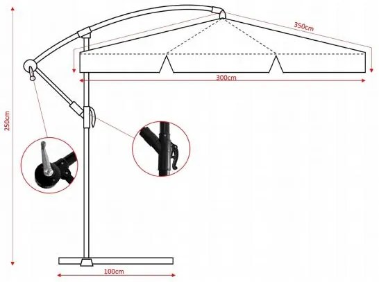 Umbrelă de grădină 350cm RED Trabem