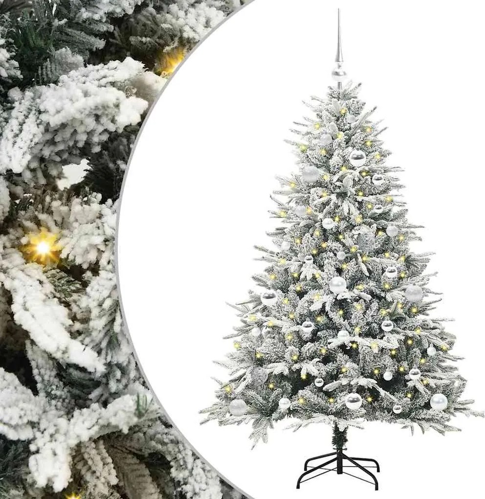 vidaXL Brad de Crăciun artificial pre-iluminat cu set de bile Verde