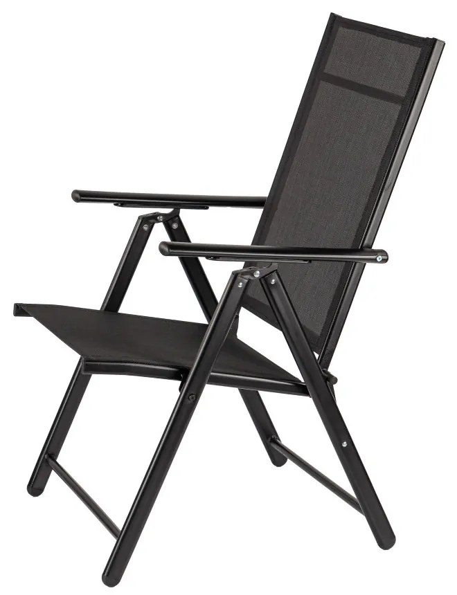Scaun de grădină pliabil Lugo cu cadru metalic, negru