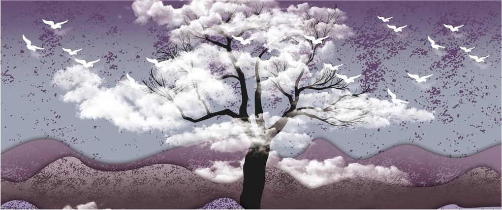Tablou - Copac în nori (120x50 cm)