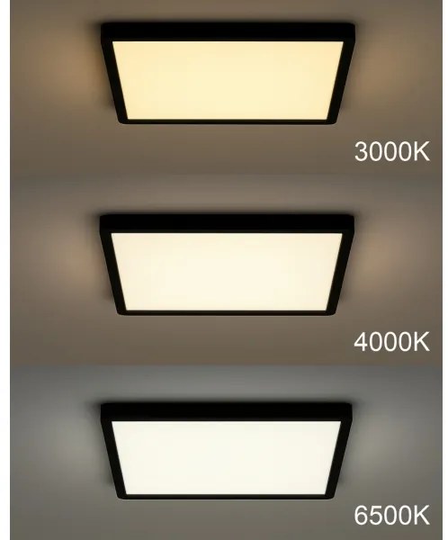 Plafonieră LED/24W/230V 3000/4000/6500K 30x30 cm negru