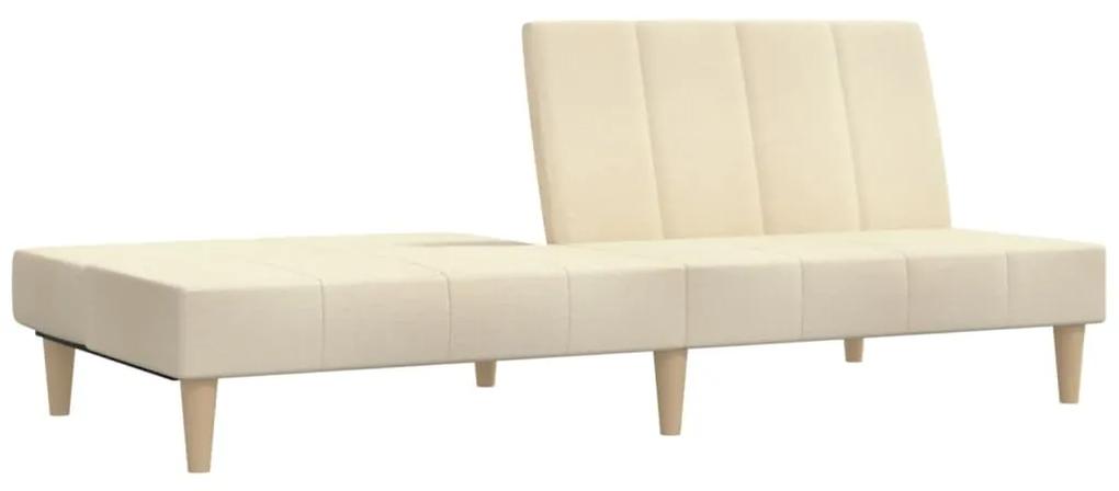 Canapea extensibila cu 2 locuri, crem, textil Crem, Fara scaunel pentru picioare Fara scaunel pentru picioare