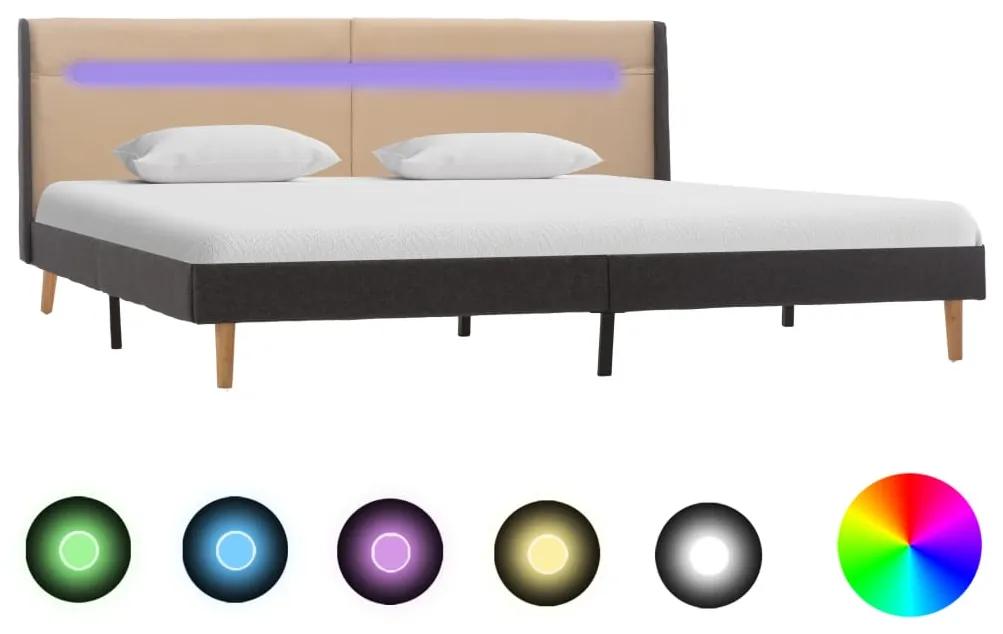 286701 vidaXL Cadru de pat cu LED, crem, 160 x 200 cm, material textil