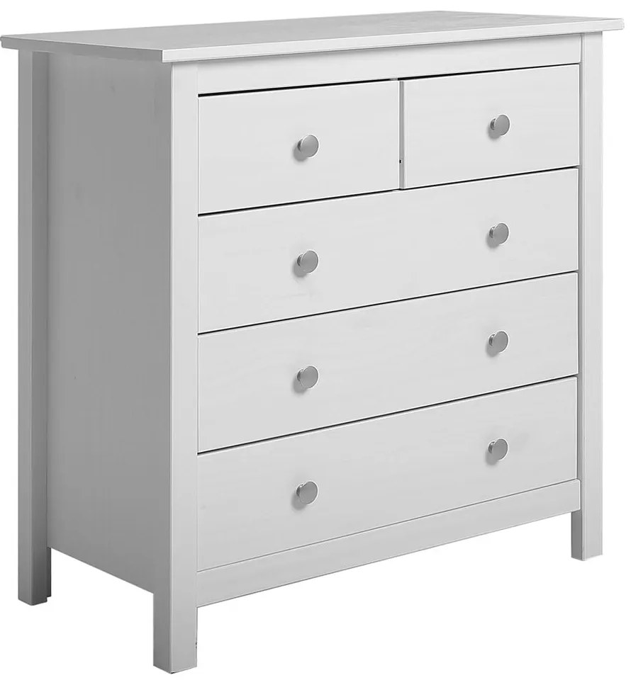 Comodă albă înaltă din lemn masiv de pin 79x80 cm Berna – Marckeric