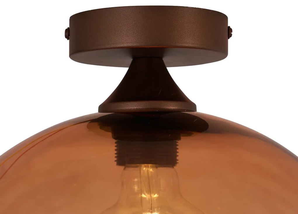 Plafonieră Art Deco bronz închis cu sticlă maro - Sandra