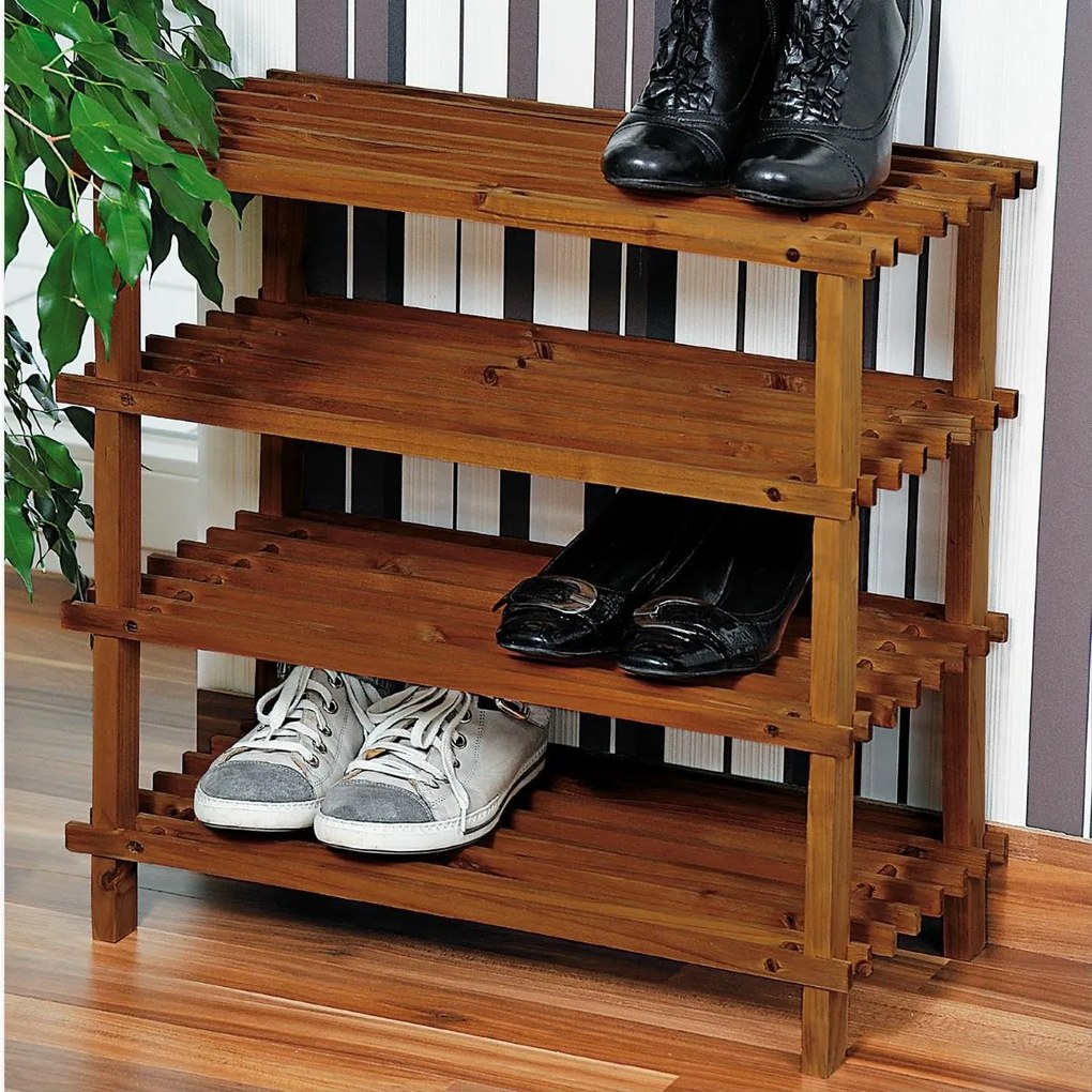 Kesper 69734 Dulap pentru pantofi cu 4 rafturi,maro închis, 54 x 52 x 26 cm