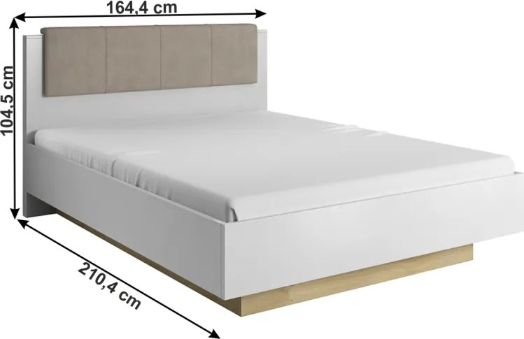 Pat Dormitor City Alb/Stejar Grandson/Luciu Alb 160*200 cm