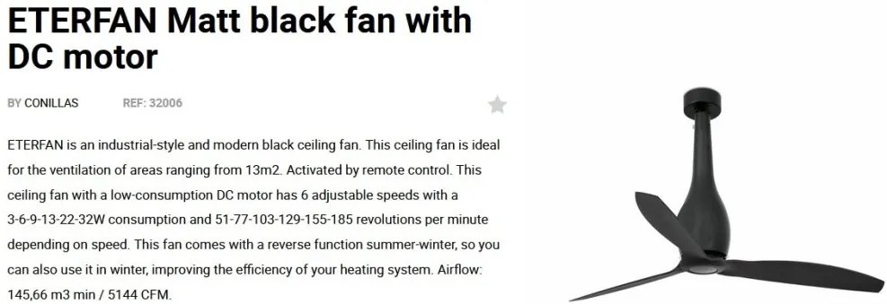Ventilator tavan cu telecomanda ETERFAN negru