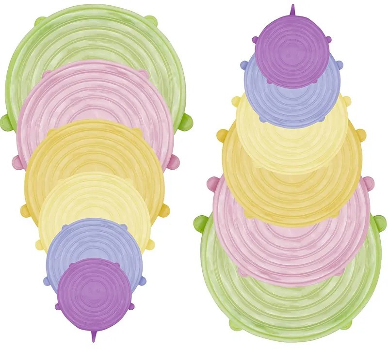 Set de capace din silicon Beper C102COC101, 6,5-20,5 cm, temperatură de la -20 la +230 °C, fără BPA, multicolor